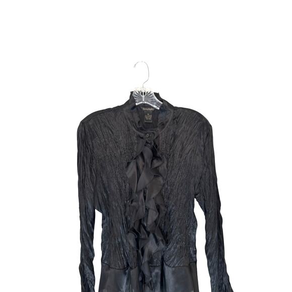 Sunny Taylor Blouse Black Vamp Goth Ruffle Collar Whimsigoth Long Sleeve Size XL - Picture 5 of 12